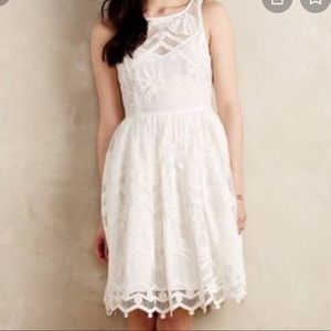 Anthropologie Maeve white cotton pineapple dress